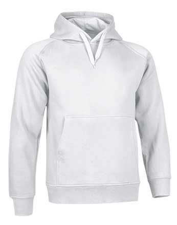 Sudadera infantil con capucha 50% alg. / 50% pol. 320 grs. Blanco Talla 4/5