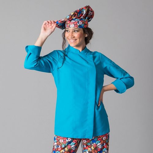 Chaquetilla de cocina de mujer Mod. MIRANDA (115) Turquesa Talla M