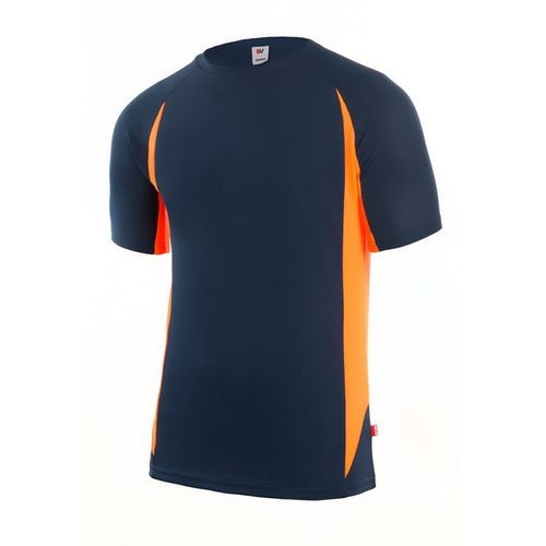 Camiseta bicolor de alta visibilidad Azul Marino / Naranja Fluor (1/19) Talla S