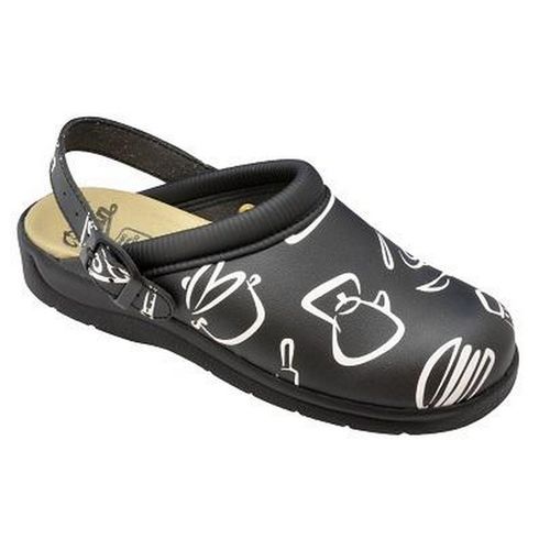 Zueco clásico con correa y estampado Mod. PISA Negro Talla 35