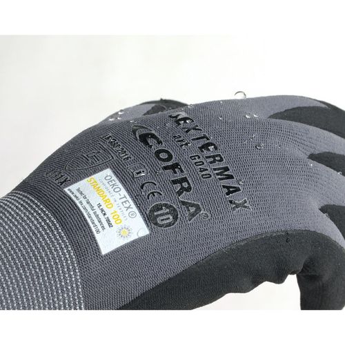 G040-D100. Guante DEXTERMAX de nitrilo y poliuretano hidrorrepelente. Talla 8