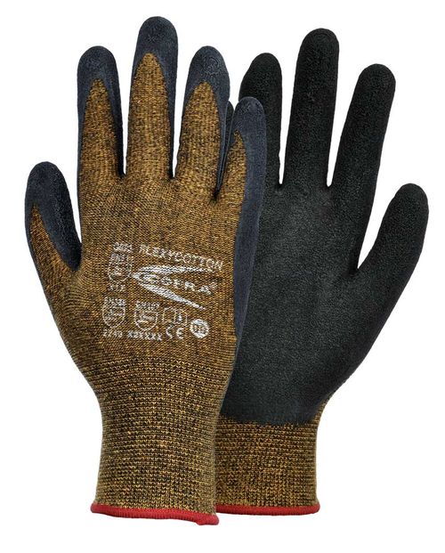 G022-D100. Guante FLEXYCOTTON de látex rugoso. Talla 10