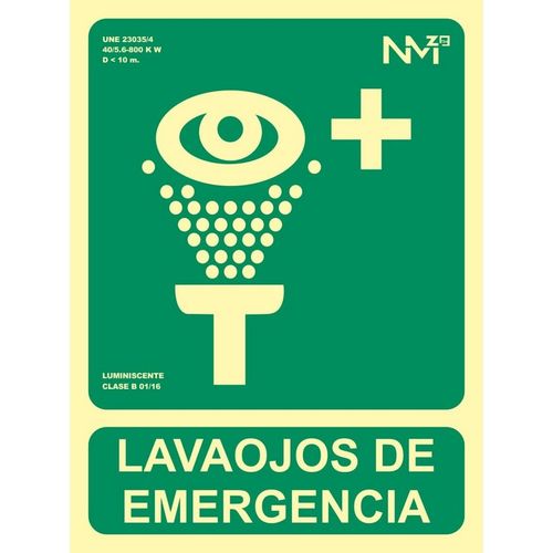 Seal de evacuacin LAVAOJOS DE EMERGENCIA. CLASE B (PVC 0'7 mm) Tamao 224x300 mm