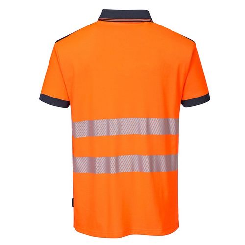 Polo de manga corta de alta visibilidad Mod. PW3 Naranja Fluor / Azul Marino Talla 3XL