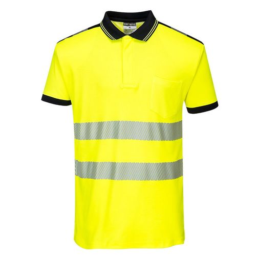 Polo de manga corta de alta visibilidad Mod. PW3 Amarillo Fluor / Negro Talla M