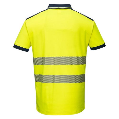Polo de manga corta de alta visibilidad Mod. PW3 Amarillo Fluor / Azul Marino Talla 3XL