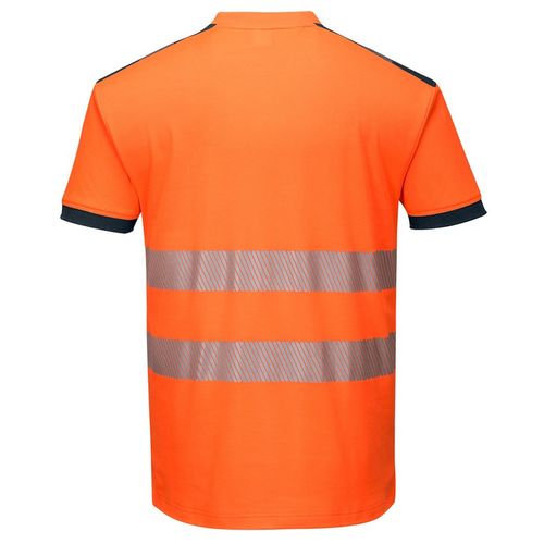 Camiseta de alta visibilidad Mod. VISION Naranja Fluor / Azul Marino Talla L