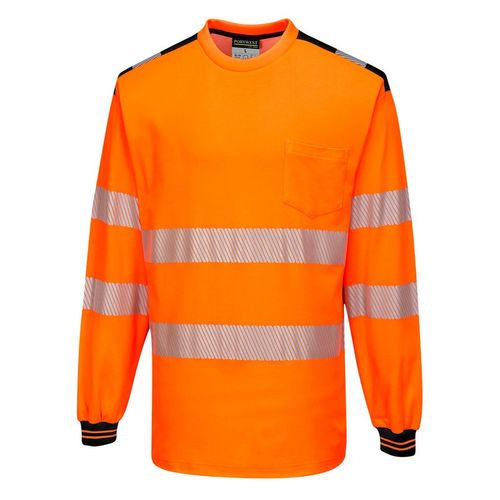 Camiseta de manga larga de alta visibilidad Mod. VISION Naranja Fluor / Negro Talla M