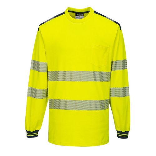 Camiseta de manga larga de alta visibilidad Mod. VISION Amarillo Fluor / Azul Marino Talla M