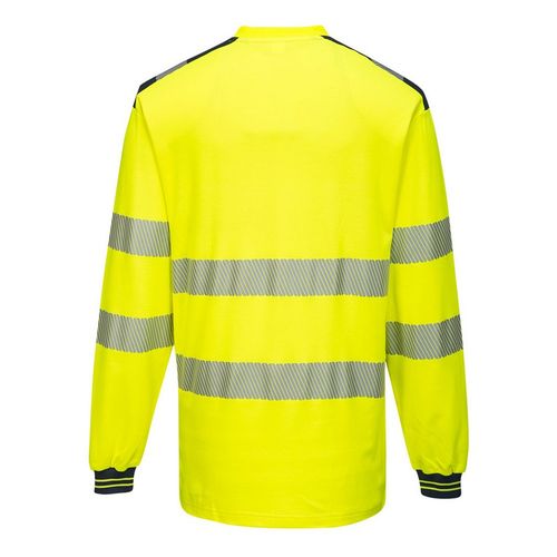Camiseta de manga larga de alta visibilidad Mod. VISION Amarillo Fluor / Azul Marino Talla M