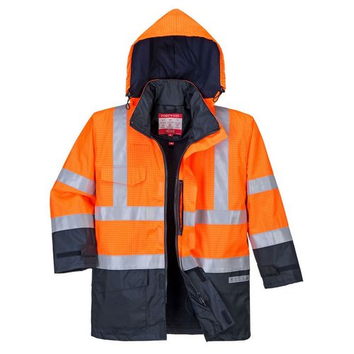 Parka de alta vibilidad ATEX Mod. BIZFLAME RAIN Azul Marino / Naranja Fluor (1/19) Talla XL