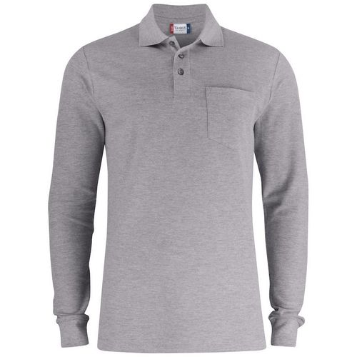 Polo de manga larga con bolsillo Gris jaspeado (95) Talla S