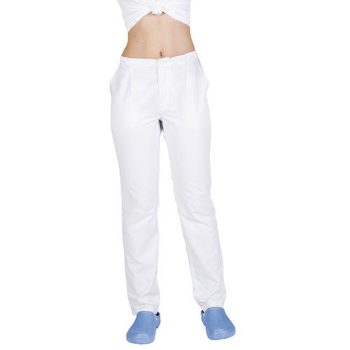 Pantalón sanitario con goma y bolsillos. Blanco (101) Talla XXS