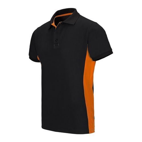 Polo bicolor de manga corta Negro/Naranja Talla XS