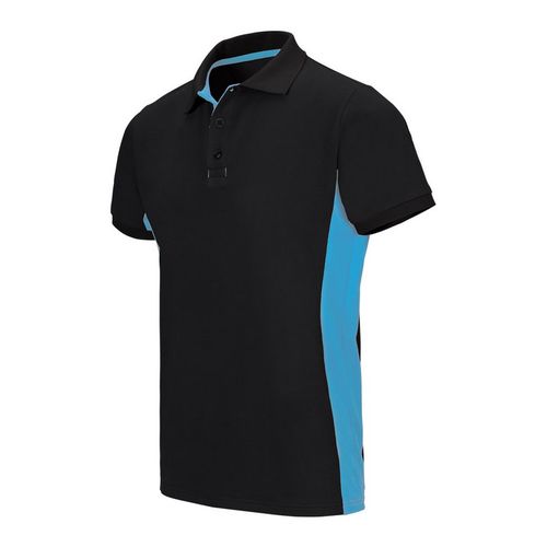 Polo bicolor de manga corta Negro / Celeste Talla XS