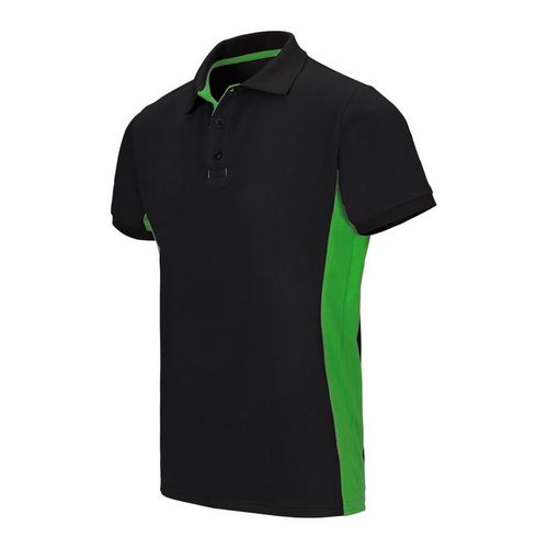 Polo bicolor de manga corta Negro / Verde Lima Talla M