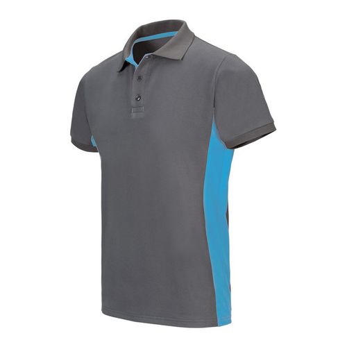 Polo bicolor de manga corta Gris / Celeste Talla XS