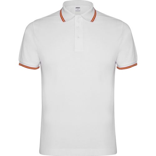 Polo de caballero manga corta con bandera de España Blanco Talla M