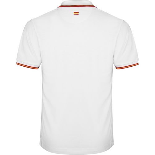 Polo de caballero manga corta con bandera de España Blanco Talla M