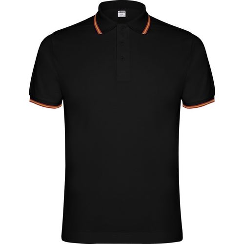 Polo de caballero manga corta con bandera de España Negro Talla L