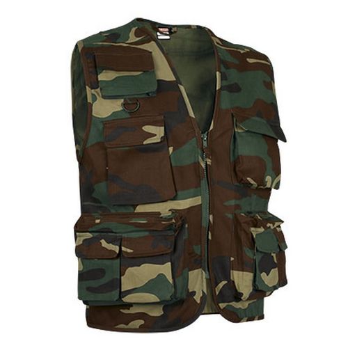 Chaleco multibolsillos tipo reportero. Camuflaje Talla S