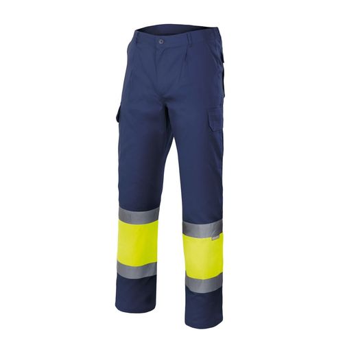 Pantalón bicolor alta visibilidad forrado Azul Marino / Amarillo Fluor (1/20) Talla S