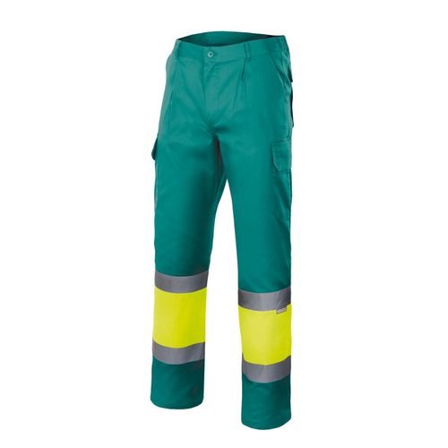 Pantaln bicolor alta visibilidad forrado Amarillo Fluor / Verde (110) Talla L