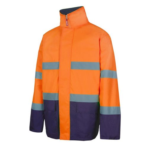 Parka de alta visibilidad bicolor Naranaja Flúor / Azul Marino (210) Talla M