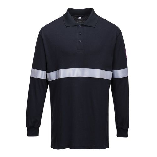 Polo de manga larga ATEX con banda reflectante Azul Marino Talla S