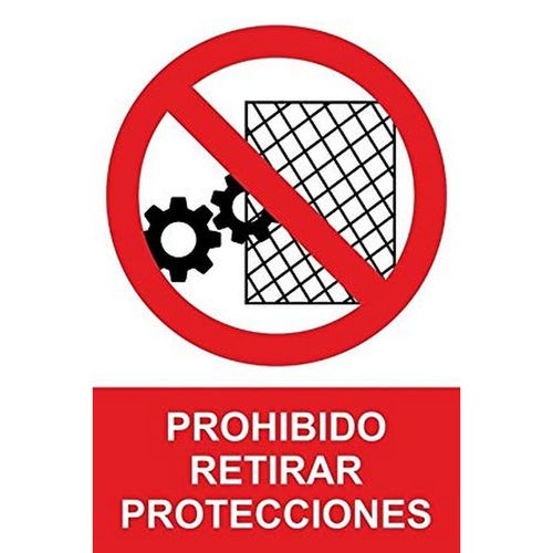 Adhesivo PROHIBIDO RETIRAR PROTECCIONES Tamao 150x100