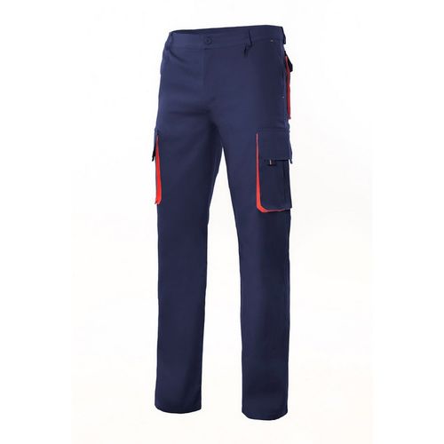 Pantalón multibolsillos bicolor Azul Marino / Rojo Talla 56