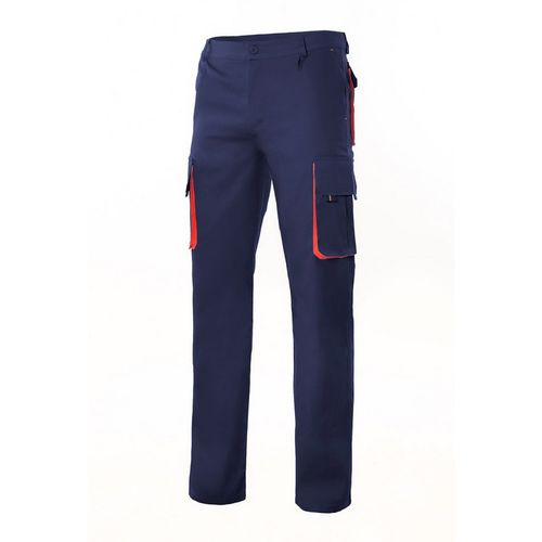 Pantaln multibolsillos bicolor Azul Marino / Rojo Talla 56