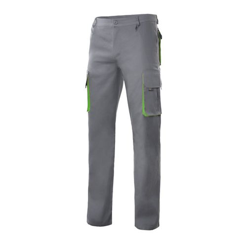 Pantaln multibolsillos bicolor Gris / Verde Lima Talla 36