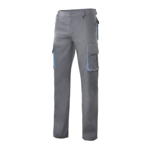 Pantaln multibolsillos bicolor Gris / Celeste Talla 36