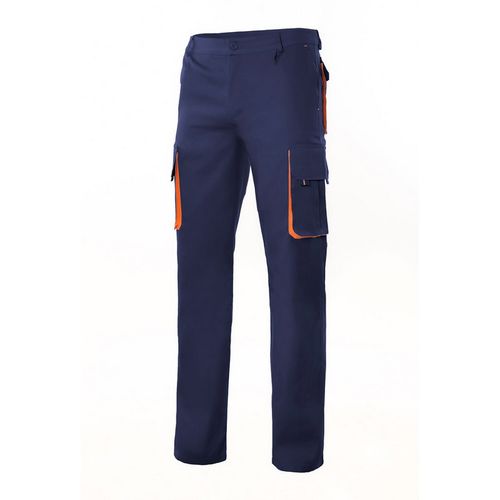 Pantaln multibolsillos bicolor Azul Marino / Naranja Talla 36